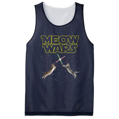 Meow Wars, Cat Wars, Funny Cat, Cat Lover Mesh Reversible Basketball Jersey Tank