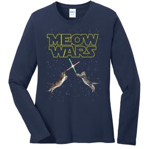 Meow Wars, Cat Wars, Funny Cat, Cat Lover Ladies Long Sleeve Shirt