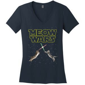 Meow Wars, Cat Wars, Funny Cat, Cat Lover Women's V-Neck T-Shirt