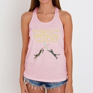 Meow Wars, Cat Wars, Funny Cat, Cat Lover Women's Knotted Racerback Tank