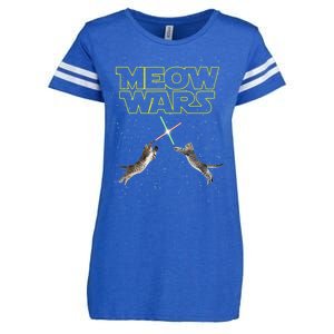 Meow Wars, Cat Wars, Funny Cat, Cat Lover Enza Ladies Jersey Football T-Shirt