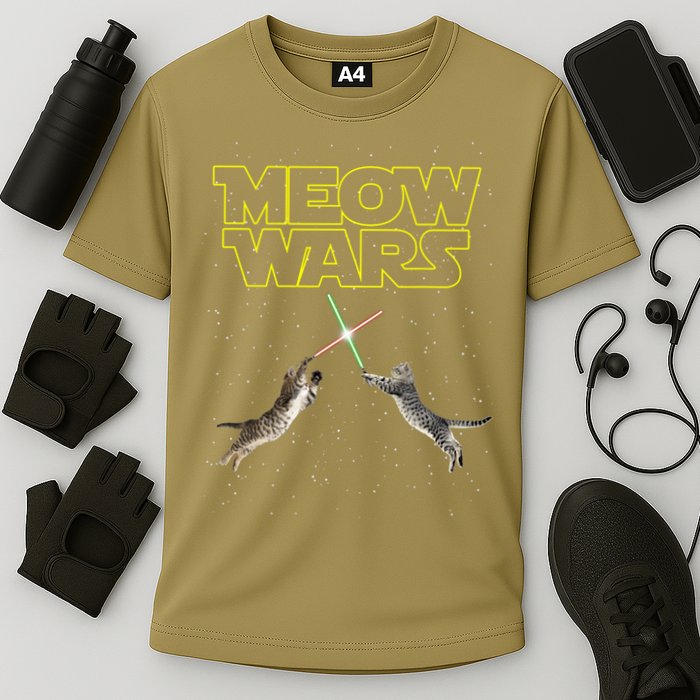 Meow Wars, Cat Wars, Funny Cat, Cat Lover Performance Shirt