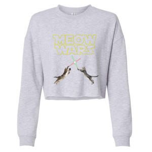 Meow Wars, Cat Wars, Funny Cat, Cat Lover Cropped Pullover Crew