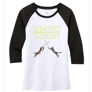 Meow Wars, Cat Wars, Funny Cat, Cat Lover Women's Tri-Blend 3/4-Sleeve Raglan Shirt