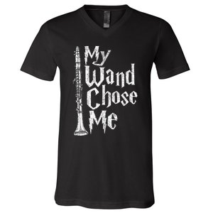 My Wand Chose Me Clarinet Player Clarinetist Music Lover V-Neck T-Shirt