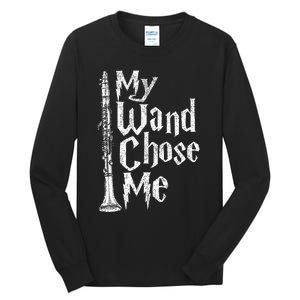 My Wand Chose Me Clarinet Player Clarinetist Music Lover Tall Long Sleeve T-Shirt