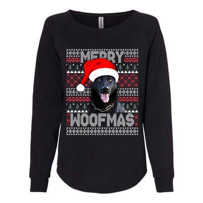 Merry Woofmas Cute Black Ger Shepherd With Santa Hat Great Gift Womens California Wash Sweatshirt