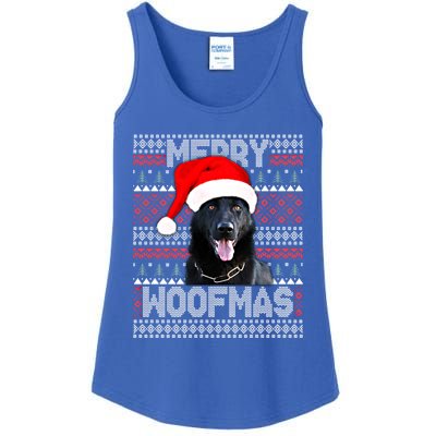 Merry Woofmas Cute Black Ger Shepherd With Santa Hat Great Gift Ladies Essential Tank