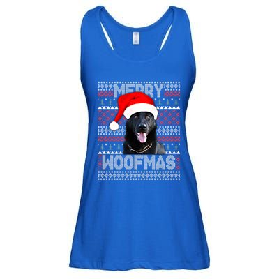 Merry Woofmas Cute Black Ger Shepherd With Santa Hat Great Gift Ladies Essential Flowy Tank