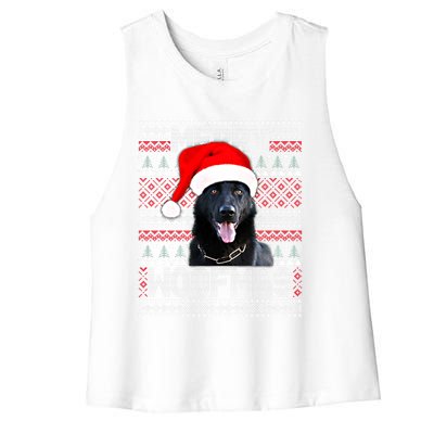 Merry Woofmas Cute Black Ger Shepherd With Santa Hat Great Gift Women's Racerback Cropped Tank