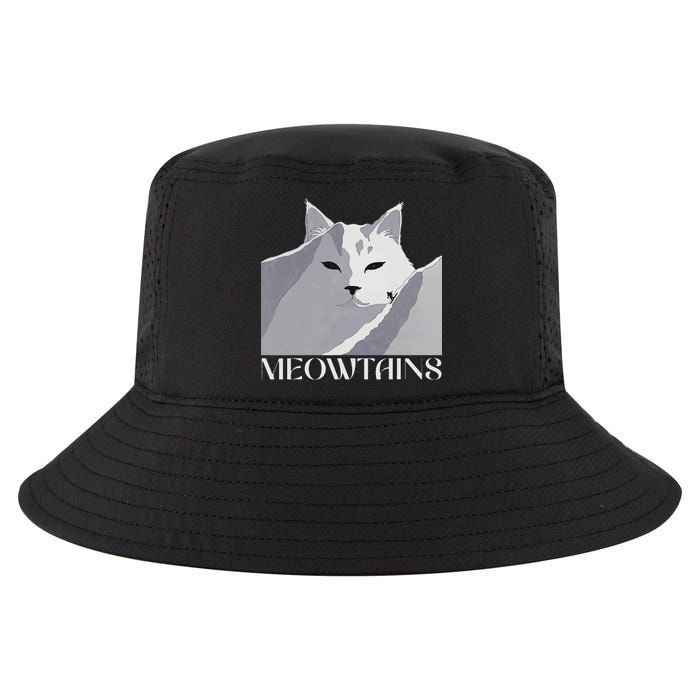 Meowtains Winter Cat Art Snow Skiing On Cat Mountain Cool Comfort Performance Bucket Hat