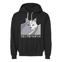 Meowtains Winter Cat Art Snow Skiing On Cat Mountain Garment-Dyed Fleece Hoodie