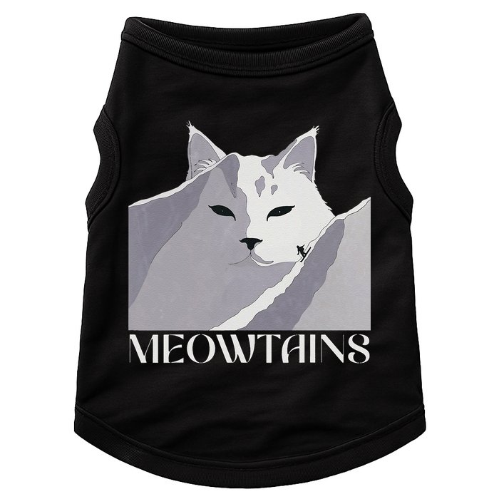 Meowtains Winter Cat Art Snow Skiing On Cat Mountain Doggie Tank
