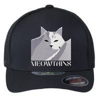 Meowtains Winter Cat Art Snow Skiing On Cat Mountain Flexfit Unipanel Trucker Cap