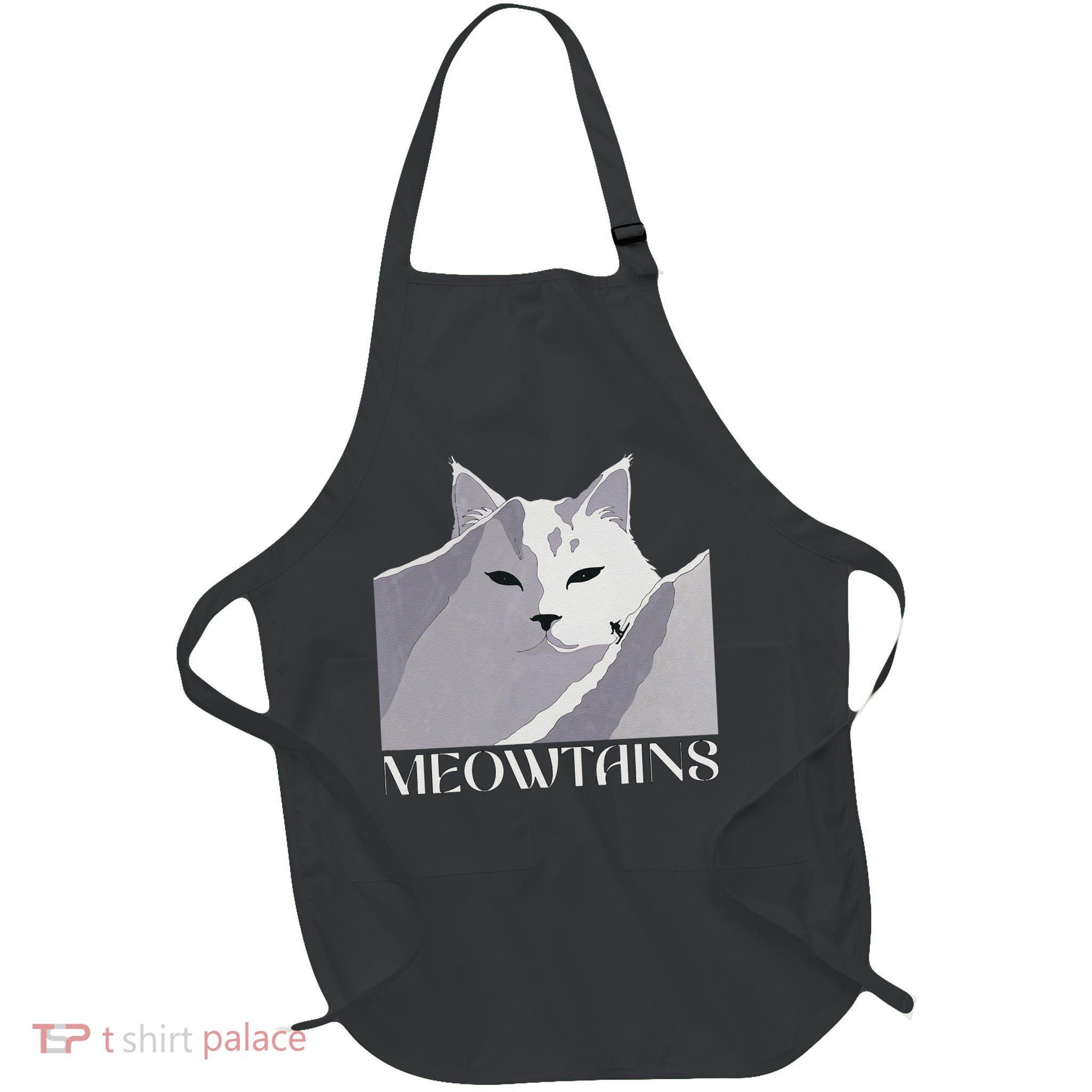 Meowtains Winter Cat Art Snow Skiing On Cat Mountain Apron