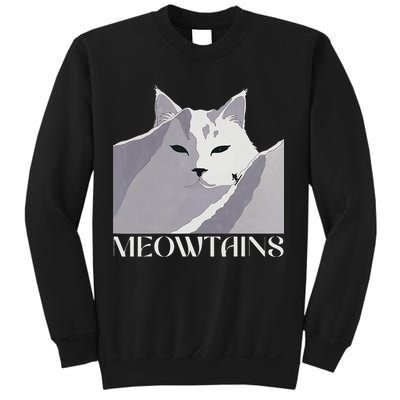 Meowtains Winter Cat Art Snow Skiing On Cat Mountain Sweatshirt