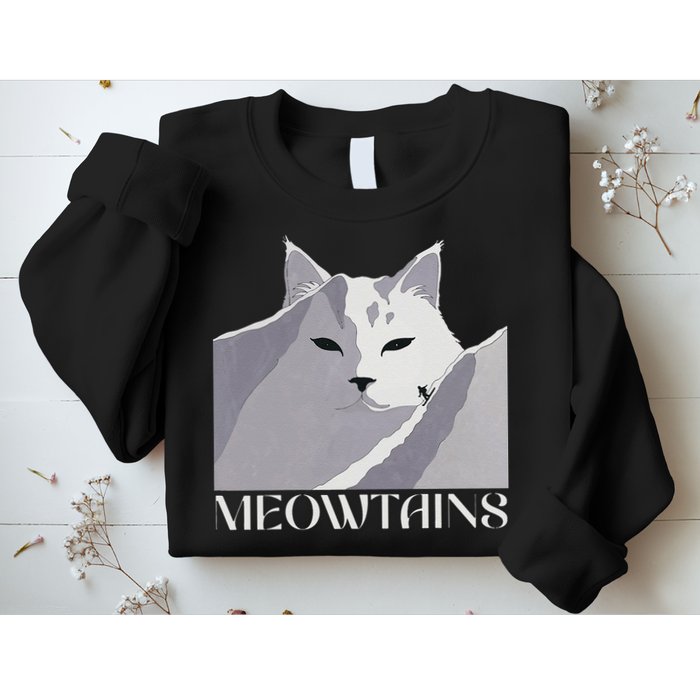 Meowtains Winter Cat Art Snow Skiing On Cat Mountain Sweatshirt