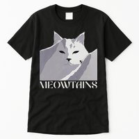 Meowtains Winter Cat Art Snow Skiing On Cat Mountain Tall T-Shirt