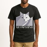 Meowtains Winter Cat Art Snow Skiing On Cat Mountain Tall T-Shirt
