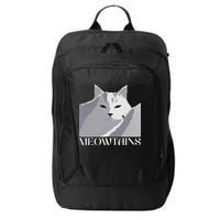 Meowtains Winter Cat Art Snow Skiing On Cat Mountain City Backpack