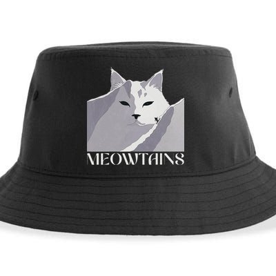 Meowtains Winter Cat Art Snow Skiing On Cat Mountain Sustainable Bucket Hat