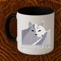 Meowtains Winter Cat Art Snow Skiing On Cat Mountain Mug