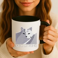Meowtains Winter Cat Art Snow Skiing On Cat Mountain Mug