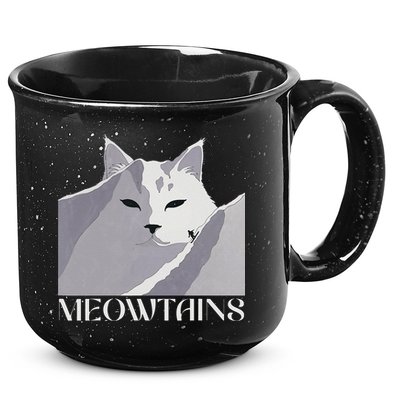 Meowtains Winter Cat Art Snow Skiing On Cat Mountain 15oz Campfire Ceramic Mug
