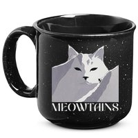 Meowtains Winter Cat Art Snow Skiing On Cat Mountain 15oz Campfire Ceramic Mug