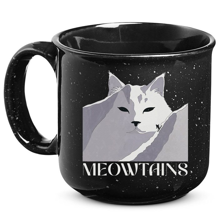 Meowtains Winter Cat Art Snow Skiing On Cat Mountain 15oz Campfire Ceramic Mug