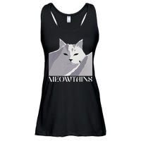 Meowtains Winter Cat Art Snow Skiing On Cat Mountain Ladies Essential Flowy Tank