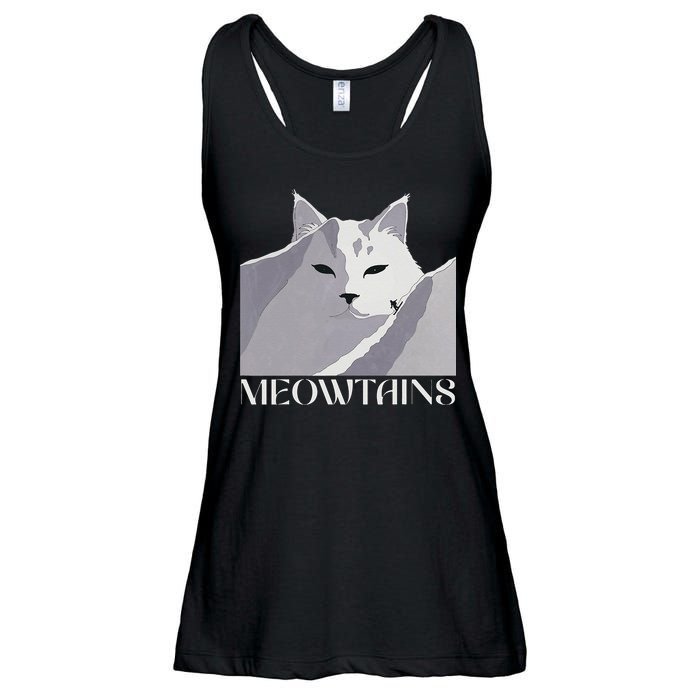 Meowtains Winter Cat Art Snow Skiing On Cat Mountain Ladies Essential Flowy Tank