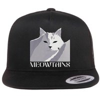 Meowtains Winter Cat Art Snow Skiing On Cat Mountain Flatbill Hat