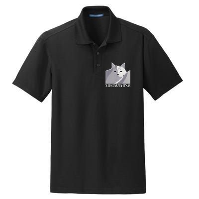 Meowtains Winter Cat Art Snow Skiing On Cat Mountain Dry Zone Grid Polo