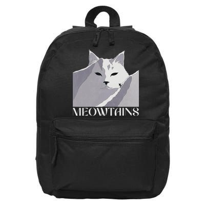 Meowtains Winter Cat Art Snow Skiing On Cat Mountain 16 in Basic Backpack