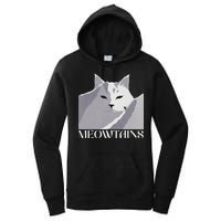 Meowtains Winter Cat Art Snow Skiing On Cat Mountain Women's Pullover Hoodie