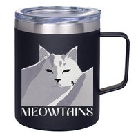 Meowtains Winter Cat Art Snow Skiing On Cat Mountain 12oz Stainless Steel Coffee Mug