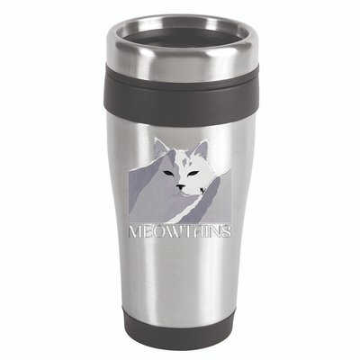 Meowtains Winter Cat Art Snow Skiing On Cat Mountain 16oz Travel Tumbler