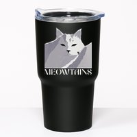 Meowtains Winter Cat Art Snow Skiing On Cat Mountain Tumbler