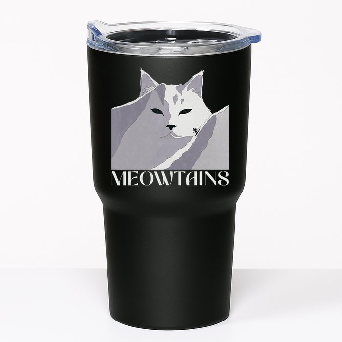 Meowtains Winter Cat Art Snow Skiing On Cat Mountain Tumbler