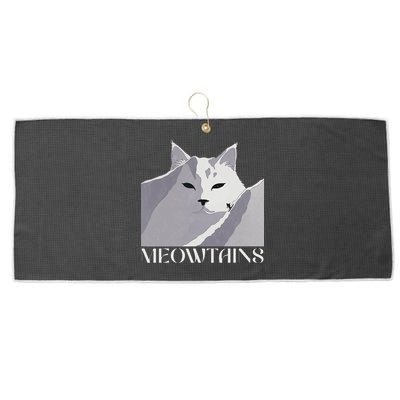 Meowtains Winter Cat Art Snow Skiing On Cat Mountain Large Microfiber Waffle Golf Towel
