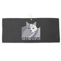 Meowtains Winter Cat Art Snow Skiing On Cat Mountain Large Microfiber Waffle Golf Towel