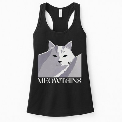 Meowtains Winter Cat Art Snow Skiing On Cat Mountain Womens Tank Top