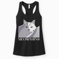 Meowtains Winter Cat Art Snow Skiing On Cat Mountain Womens Tank Top