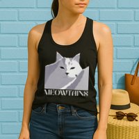 Meowtains Winter Cat Art Snow Skiing On Cat Mountain Womens Tank Top