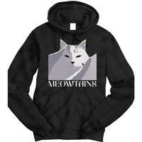 Meowtains Winter Cat Art Snow Skiing On Cat Mountain Tie Dye Hoodie