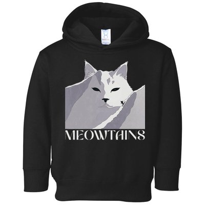 Meowtains Winter Cat Art Snow Skiing On Cat Mountain Toddler Hoodie
