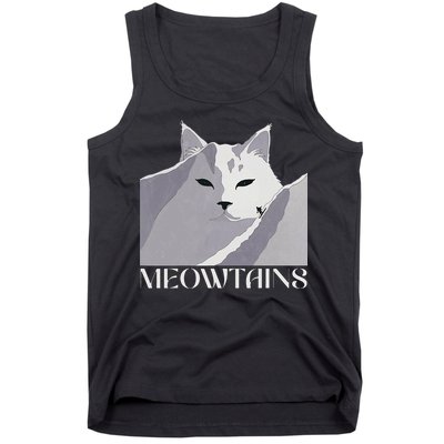 Meowtains Winter Cat Art Snow Skiing On Cat Mountain Tank Top