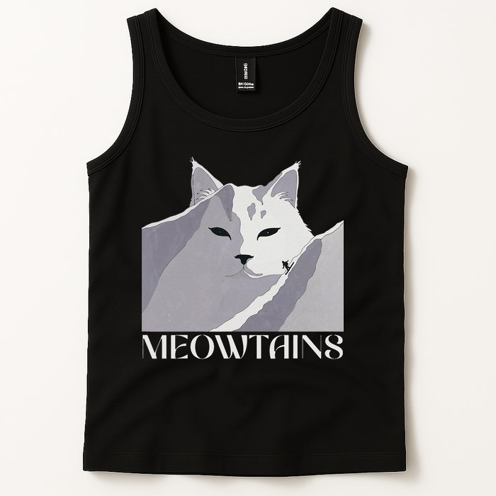 Meowtains Winter Cat Art Snow Skiing On Cat Mountain Tank Top