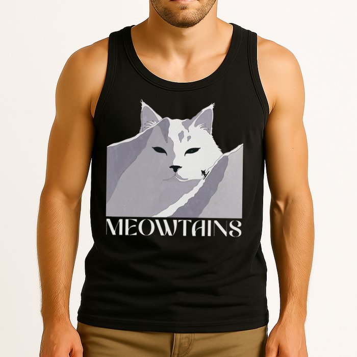 Meowtains Winter Cat Art Snow Skiing On Cat Mountain Tank Top